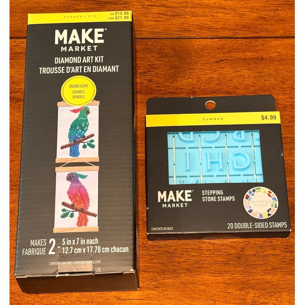 NEW Diamond Art Kit Lot 2‎ Pack Parrots Stepping Stone Stamps DIY Craft Gift Set